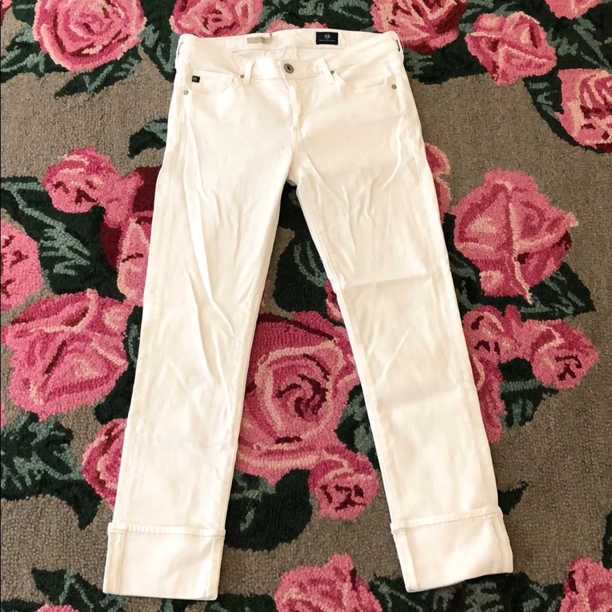 Ag Cuffed White Jeans